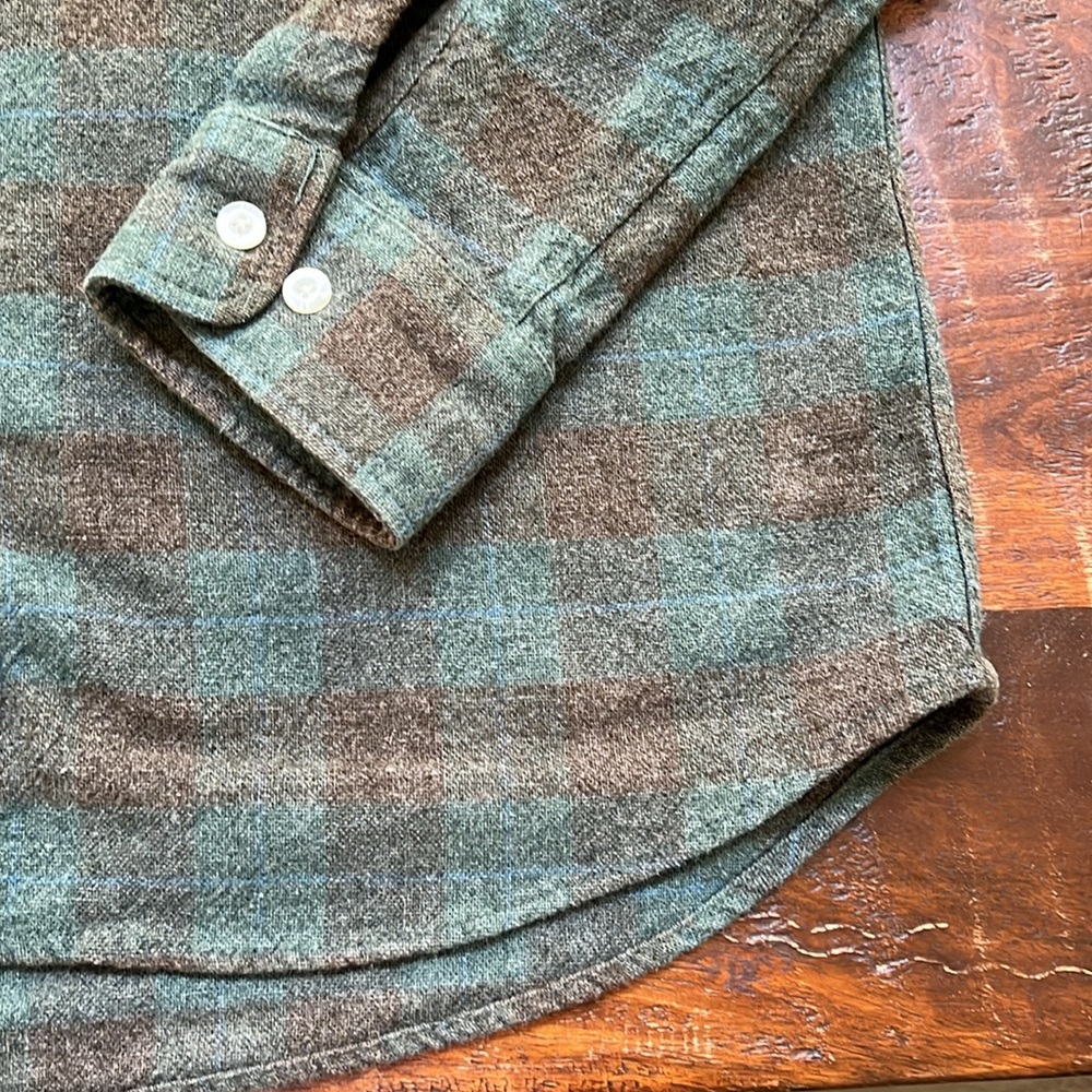 BRIXTON Men's Bowery Long Sleeve Rugged Classic Flannel in Ocean Plaid - Picture 7 of 13